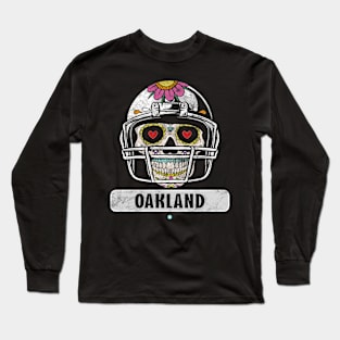 American Football - Oakland Skull Football Gift Long Sleeve T-Shirt